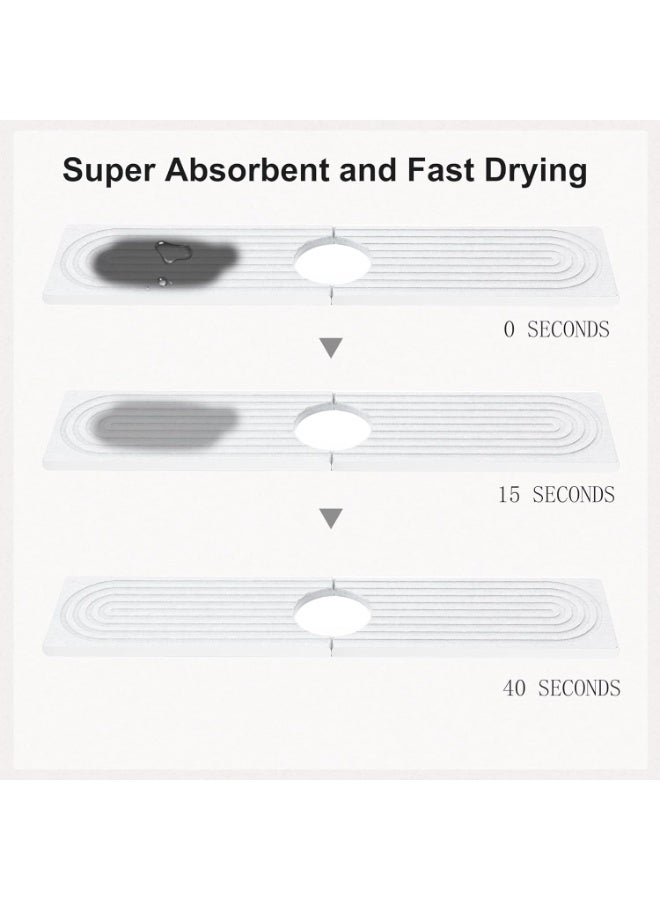 jaexest صنبور حصيرة للمطبخ غسلة 24 '' طويلة دياتوميت سريع التجفيف حجر غسلة علبة سوبر امتصاص يمنع تراكم الرطوبة صنبور الرش الحرس لمعداد الحمام (رمادي فاتح) - Image 4